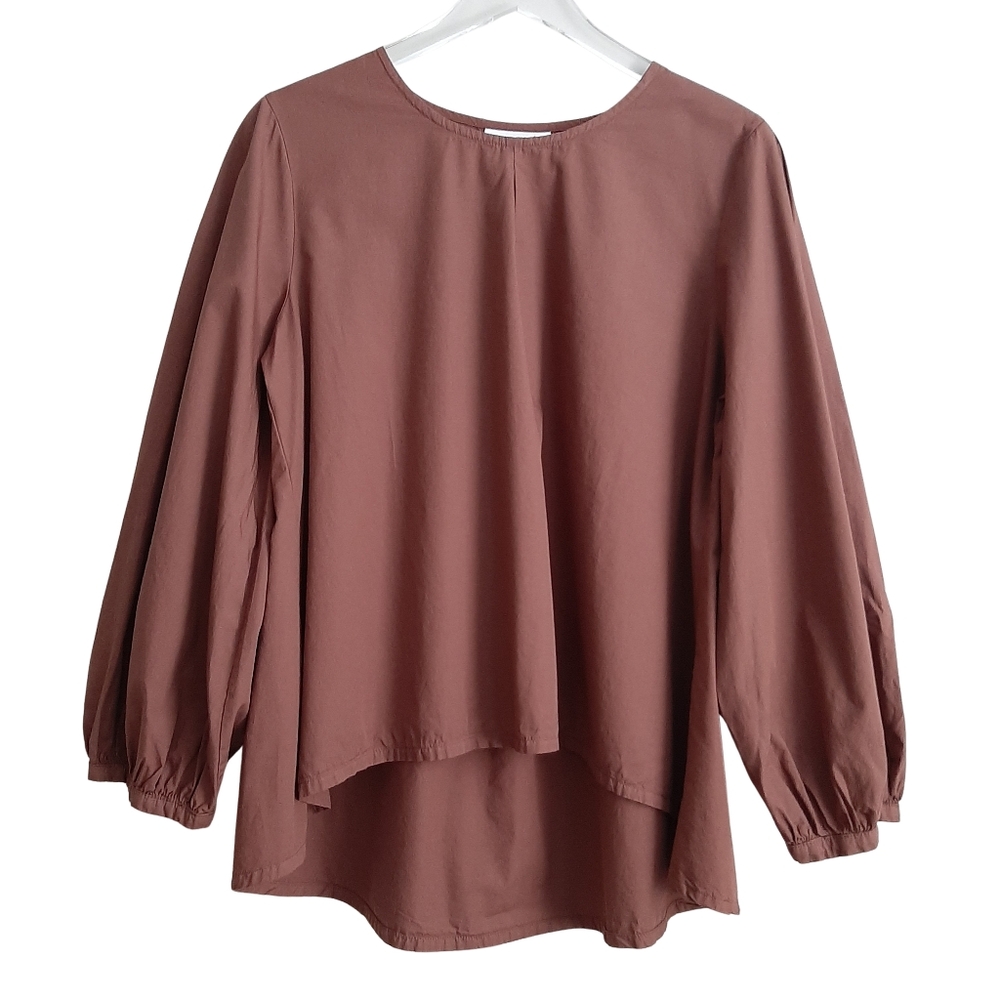 Bryn Walker Organic Cotton Brown Lagenlook Top Size Medium